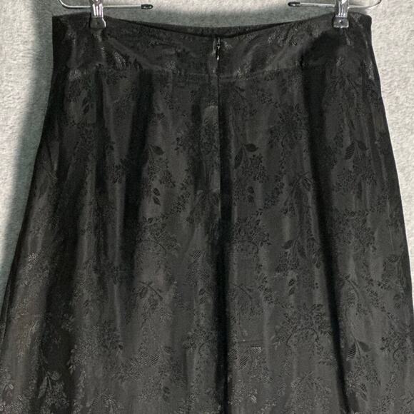 April Cornell X‎ Vintage Sz L Black Soiree Midi Skirt Floral Rayon Jacquard 90s - Picture 7 of 9